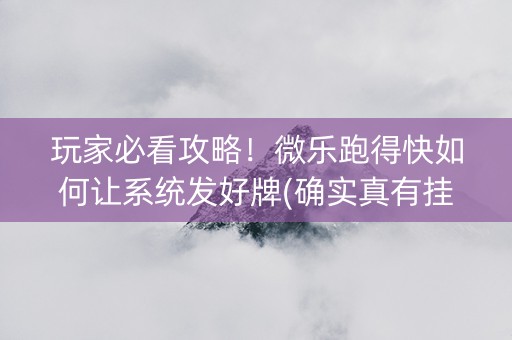 玩家必看攻略！微乐跑得快如何让系统发好牌(确实真有挂)