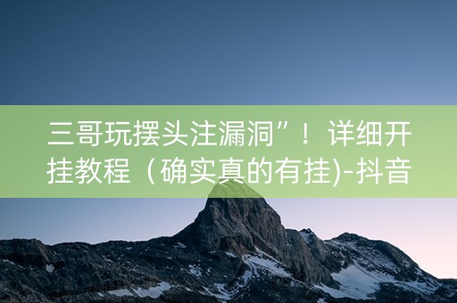 三哥玩摆头注漏洞”！详细开挂教程（确实真的有挂)-抖音