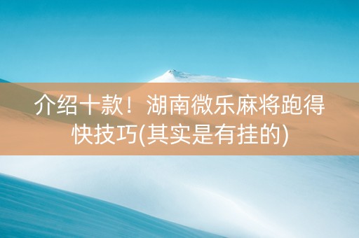 介绍十款！湖南微乐麻将跑得快技巧(其实是有挂的)