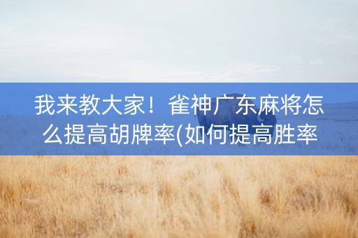 我来教大家！雀神广东麻将怎么提高胡牌率(如何提高胜率)