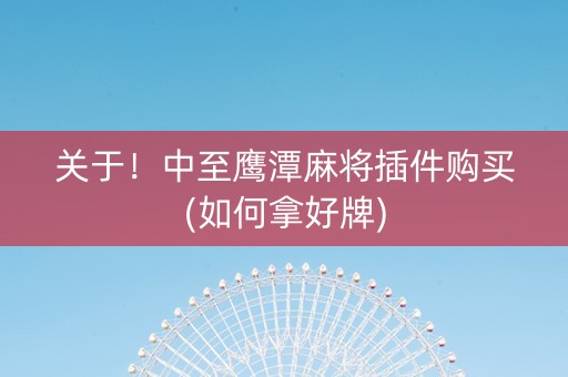 关于！中至鹰潭麻将插件购买(如何拿好牌)