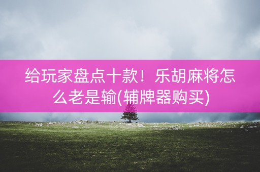 给玩家盘点十款！乐胡麻将怎么老是输(辅牌器购买)