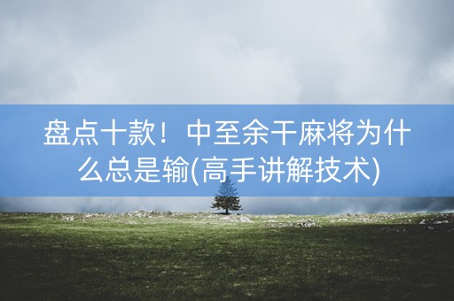 盘点十款！中至余干麻将为什么总是输(高手讲解技术)