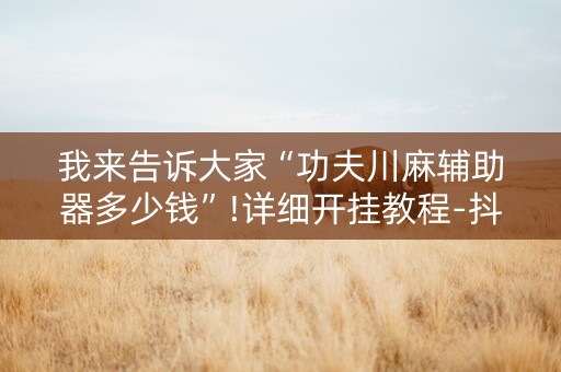 我来告诉大家“功夫川麻辅助器多少钱”!详细开挂教程-抖音