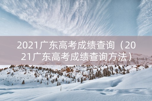 2021广东高考成绩查询（2021广东高考成绩查询方法）