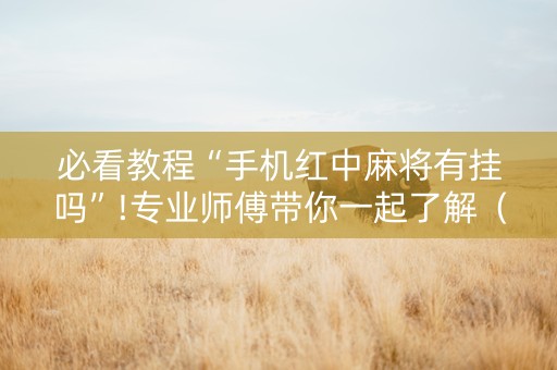 必看教程“手机红中麻将有挂吗”!专业师傅带你一起了解（详细教程）-抖音