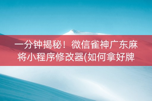 一分钟揭秘！微信雀神广东麻将小程序修改器(如何拿好牌)