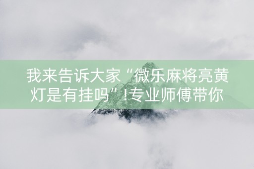 我来告诉大家“微乐麻将亮黄灯是有挂吗”!专业师傅带你一起了解（详细教程）-抖音