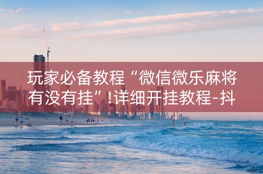 玩家必备教程“微信微乐麻将有没有挂”!详细开挂教程-抖音