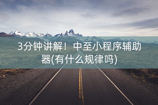 3分钟讲解！中至小程序辅助器(有什么规律吗)