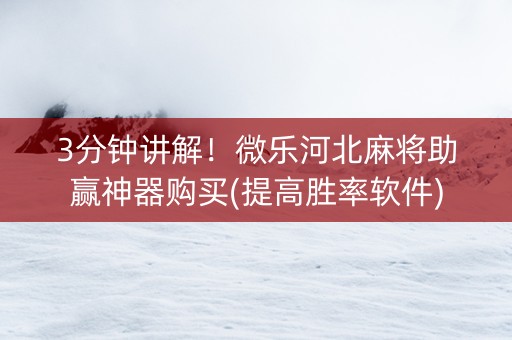 3分钟讲解！微乐河北麻将助赢神器购买(提高胜率软件)