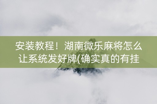 安装教程！湖南微乐麻将怎么让系统发好牌(确实真的有挂)