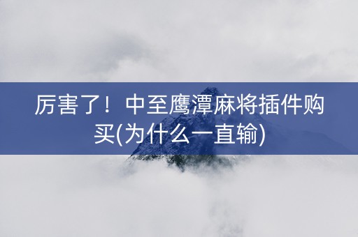 厉害了！中至鹰潭麻将插件购买(为什么一直输)