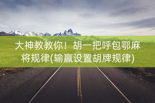 大神教教你！胡一把呼包鄂麻将规律(输赢设置胡牌规律)