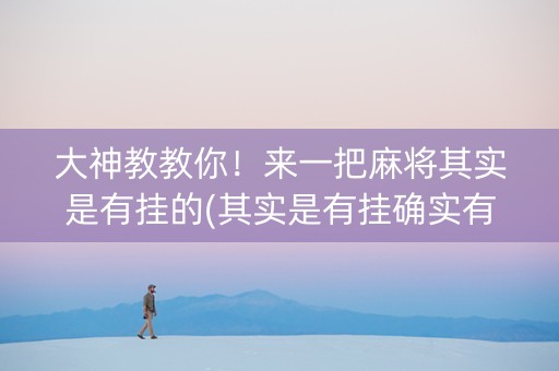 大神教教你！来一把麻将其实是有挂的(其实是有挂确实有挂)