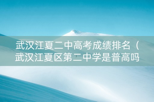 武汉江夏二中高考成绩排名（武汉江夏区第二中学是普高吗）
