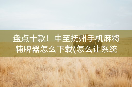 盘点十款！中至抚州手机麻将辅牌器怎么下载(怎么让系统给你发好牌)