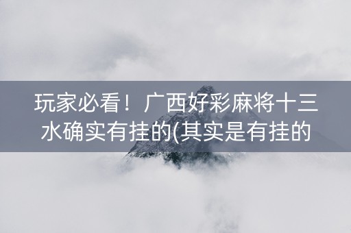 玩家必看！广西好彩麻将十三水确实有挂的(其实是有挂的)