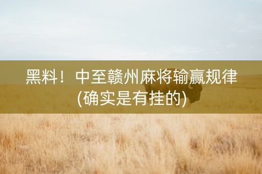 黑料！中至赣州麻将输赢规律(确实是有挂的)