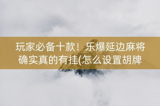 玩家必备十款！乐爆延边麻将确实真的有挂(怎么设置胡牌)