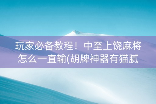 玩家必备教程！中至上饶麻将怎么一直输(胡牌神器有猫腻吗)