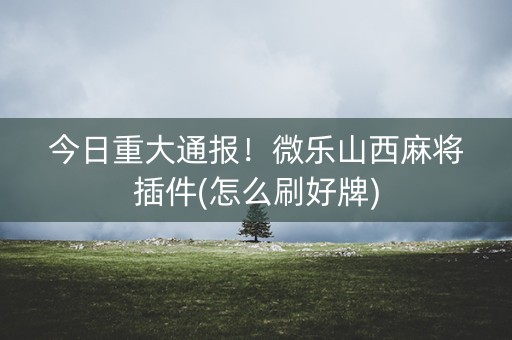 今日重大通报！微乐山西麻将插件(怎么刷好牌)