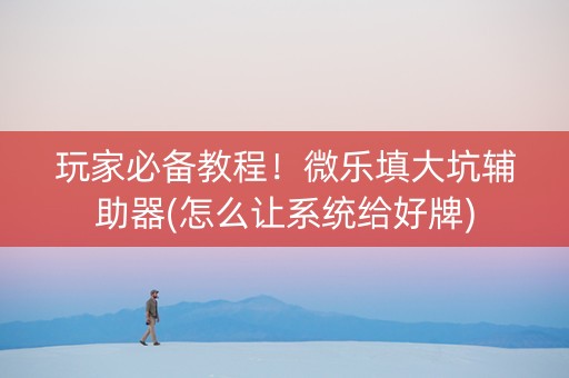 玩家必备教程！微乐填大坑辅助器(怎么让系统给好牌)