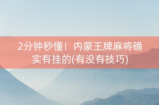 2分钟秒懂！内蒙王牌麻将确实有挂的(有没有技巧)