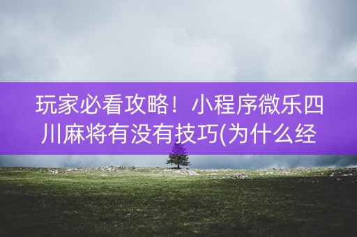 玩家必看攻略！小程序微乐四川麻将有没有技巧(为什么经常输)