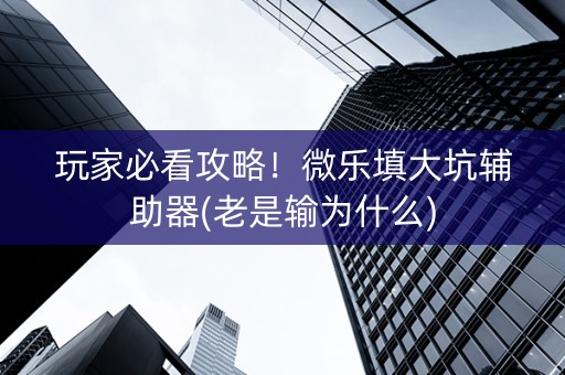 玩家必看攻略！微乐填大坑辅助器(老是输为什么)