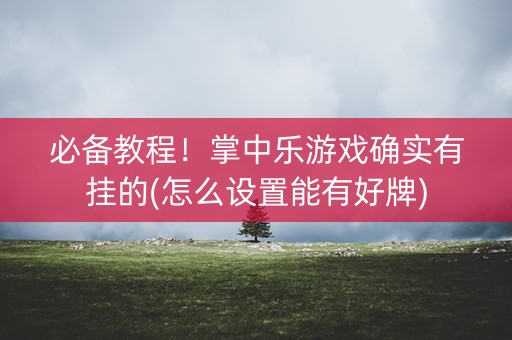 必备教程！掌中乐游戏确实有挂的(怎么设置能有好牌)