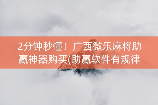 2分钟秒懂！广西微乐麻将助赢神器购买(助赢软件有规律吗)