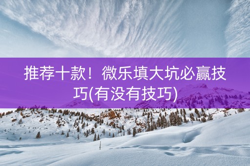推荐十款！微乐填大坑必赢技巧(有没有技巧)