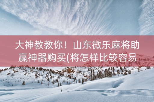 大神教教你！山东微乐麻将助赢神器购买(将怎样比较容易赢)