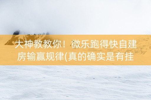 大神教教你！微乐跑得快自建房输赢规律(真的确实是有挂)