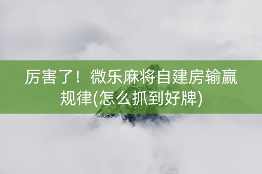 厉害了！微乐麻将自建房输赢规律(怎么抓到好牌)