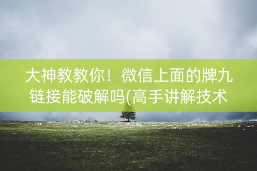 大神教教你！微信上面的牌九链接能破解吗(高手讲解技术)