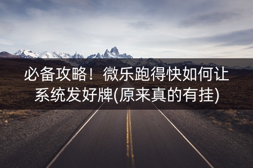 必备攻略！微乐跑得快如何让系统发好牌(原来真的有挂)