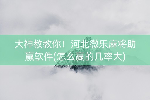 大神教教你！河北微乐麻将助赢软件(怎么赢的几率大)