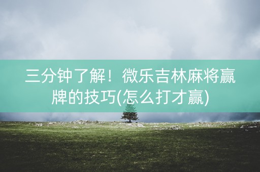 三分钟了解！微乐吉林麻将赢牌的技巧(怎么打才赢)