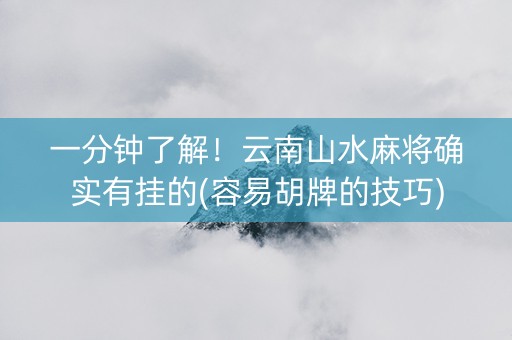 一分钟了解！云南山水麻将确实有挂的(容易胡牌的技巧)