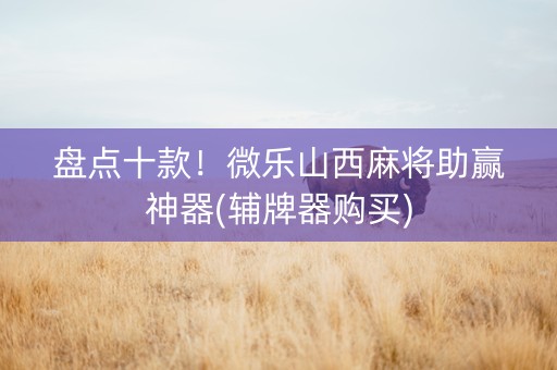 盘点十款！微乐山西麻将助赢神器(辅牌器购买)