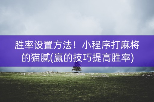 胜率设置方法！小程序打麻将的猫腻(赢的技巧提高胜率)