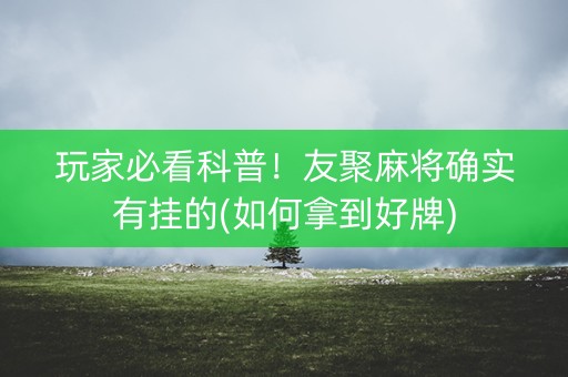 玩家必看科普！友聚麻将确实有挂的(如何拿到好牌)