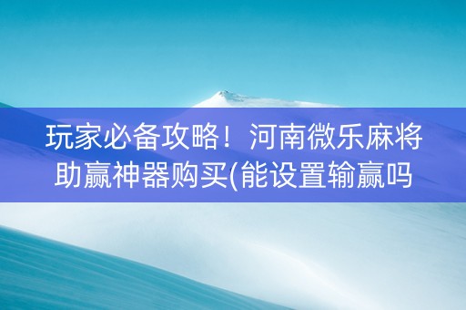 玩家必备攻略！河南微乐麻将助赢神器购买(能设置输赢吗)
