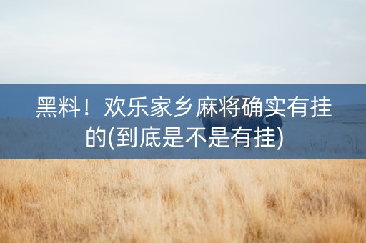 黑料！欢乐家乡麻将确实有挂的(到底是不是有挂)