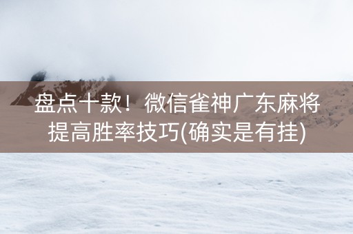盘点十款！微信雀神广东麻将提高胜率技巧(确实是有挂)