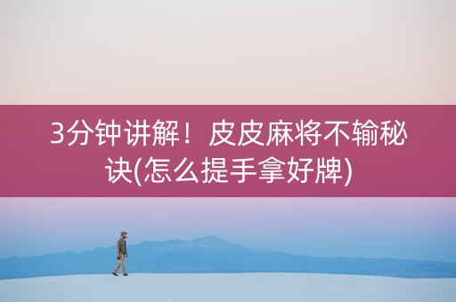 3分钟讲解！皮皮麻将不输秘诀(怎么提手拿好牌)
