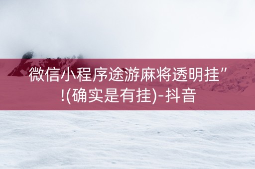 微信小程序途游麻将透明挂”!(确实是有挂)-抖音