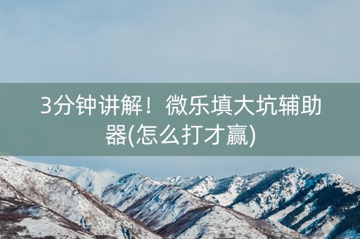 3分钟讲解！微乐填大坑辅助器(怎么打才赢)